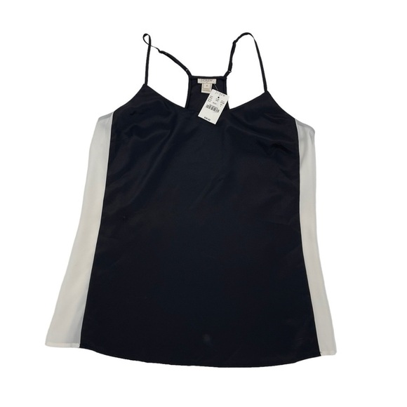 J. Crew Women’s size 4 Black White Racerback Lightweight Blouse tank top NWT - Picture 1 of 7